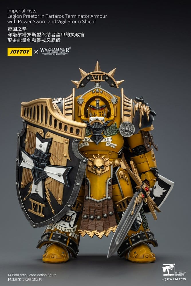 Warhammer Imperial Fists Action Figure Legion Praetor in Tartaros Terminator Armour with Power Sword and Vigil Storm Shield 14 cm