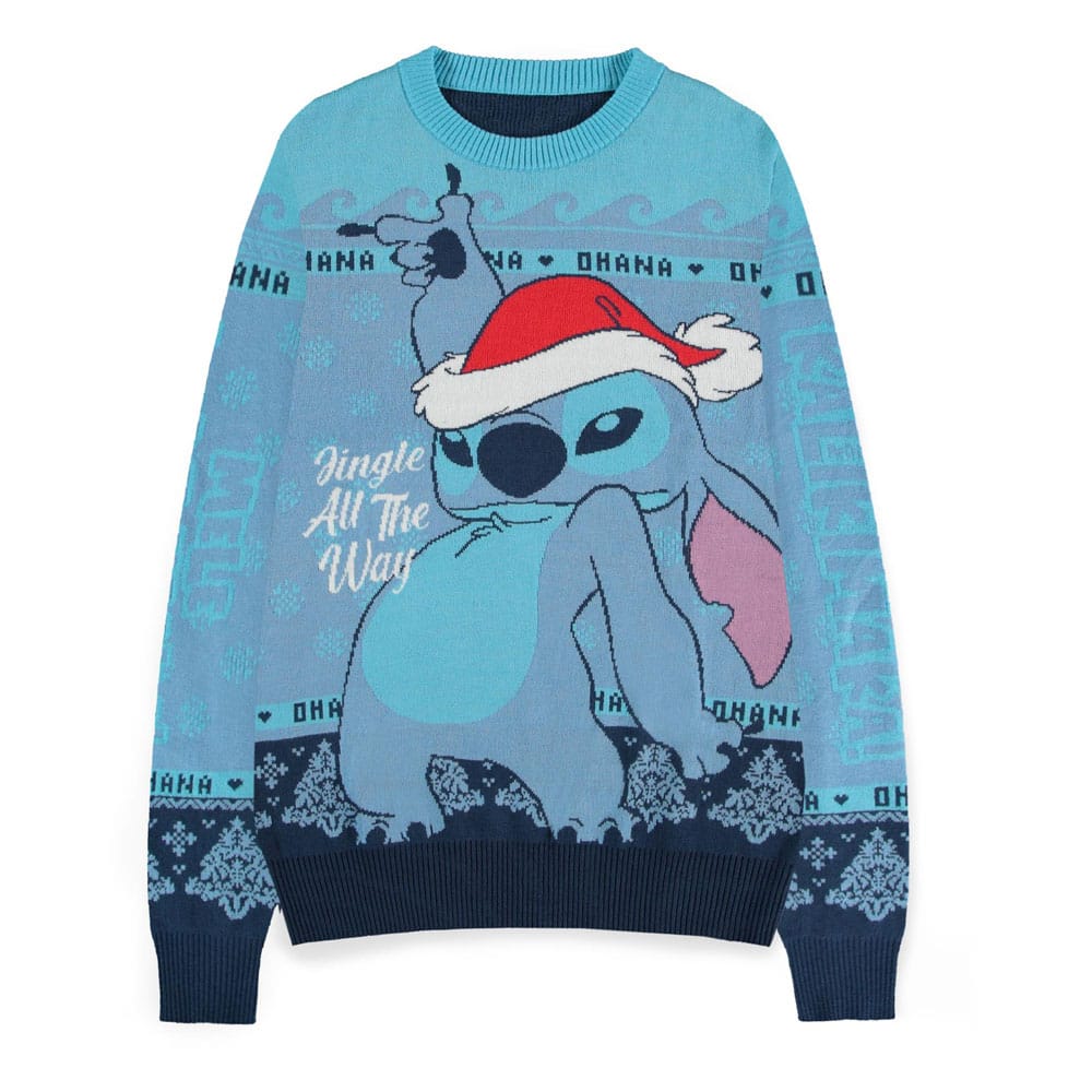 Lilo & Stitch Sweatshirt Christmas Jumper Stitch Blue Size S