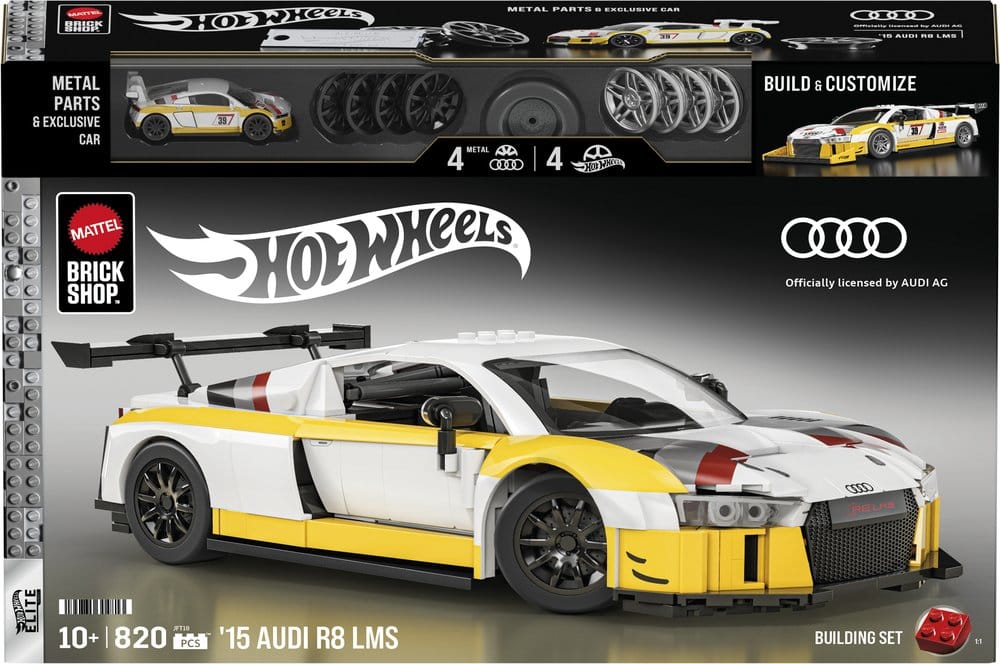 Hot Wheels Elite Mattel Brick Shop Building Set 1/16 '15 Audi R8 LMS