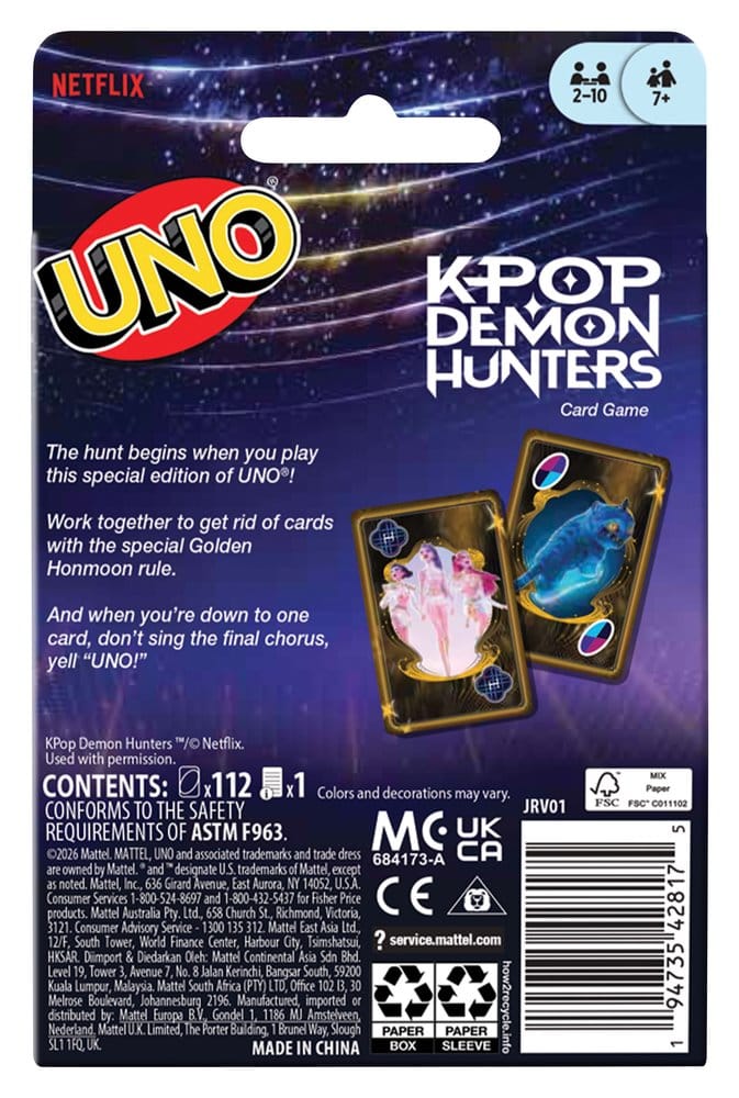 KPop Demon Hunters UNO Card Game