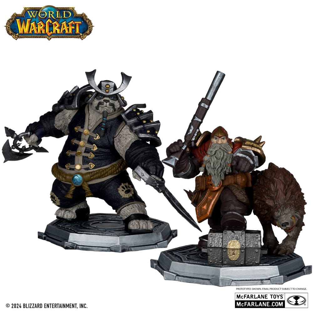 World of Warcraft PVC Statue 2-Pack 1/12 Dwarf Hunter: Beast Master & Pandaren: Monk (Gold Label) 15 cm