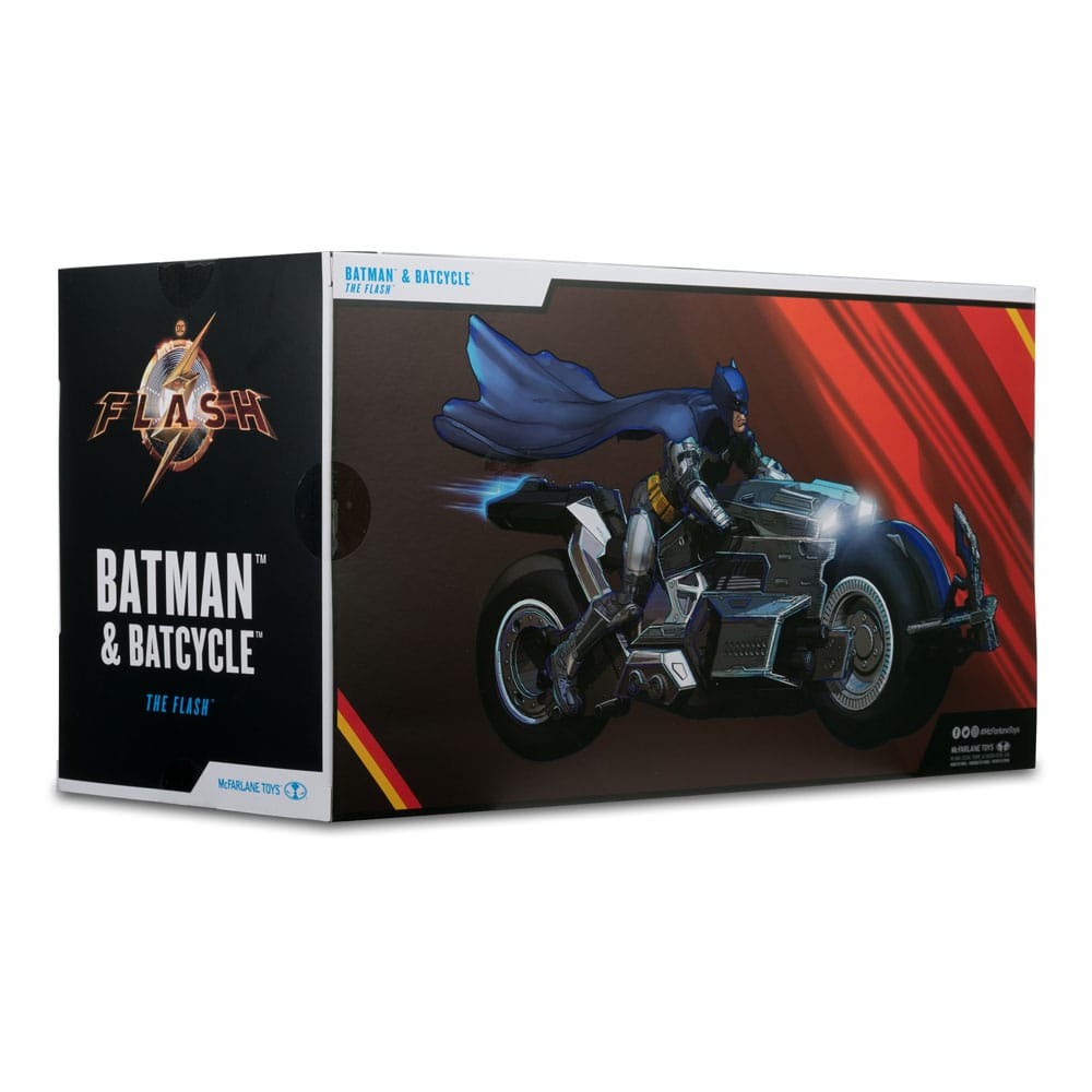 The Flash DC Multiverse Vehicle Batcycle with Batman