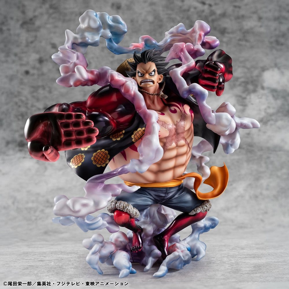 One Piece Portrait.Of.Pirates SA-Maximum PVC Figure Monkey D. Luffy Gear 4 Bounce-Man 10th Limited Ver. 30 cm