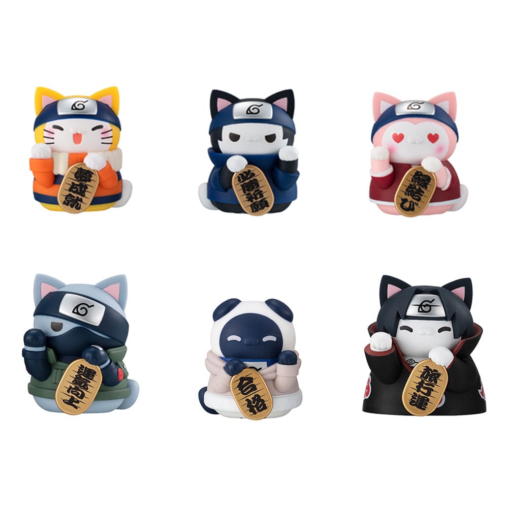 Naruto-Nyaruto! Mega Cat Project Nyaruto! Trading Figures Beckoning cat fortune one more time 7 cm Assortment (6)