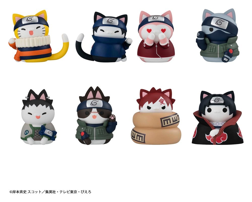 Naruto Mega Cat Project Minifigures 3 cm Nyaruto! Cats of Konoha Village Reboot Blind Box Display (8) (Repeat)