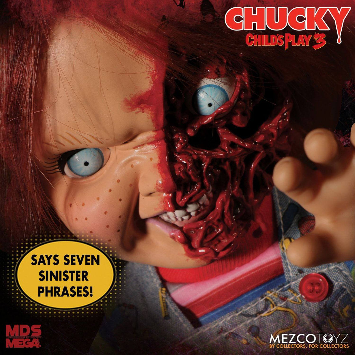 Child's Play 3 Designer Series Talking Pizza Face Chucky 38 cm