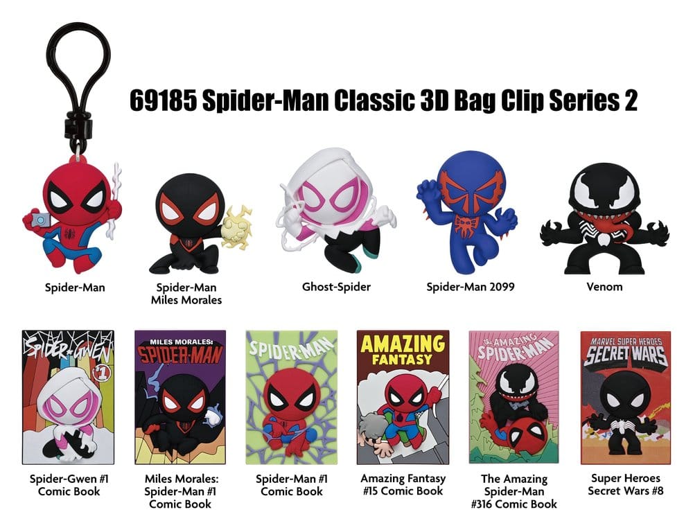 Spider-Man Classic 3D PVC Bag Clips Series 2 Display (24)