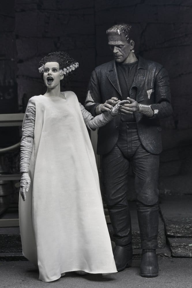 Universal Monsters 2-Pack Action Figure Bride of Frankenstein 90th Anniversary The Monster & His Mate (B&W) 18 cm