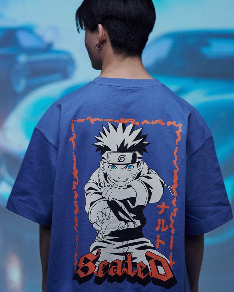 Naruto Shippuden T-Shirt Graphic Blue Size XL