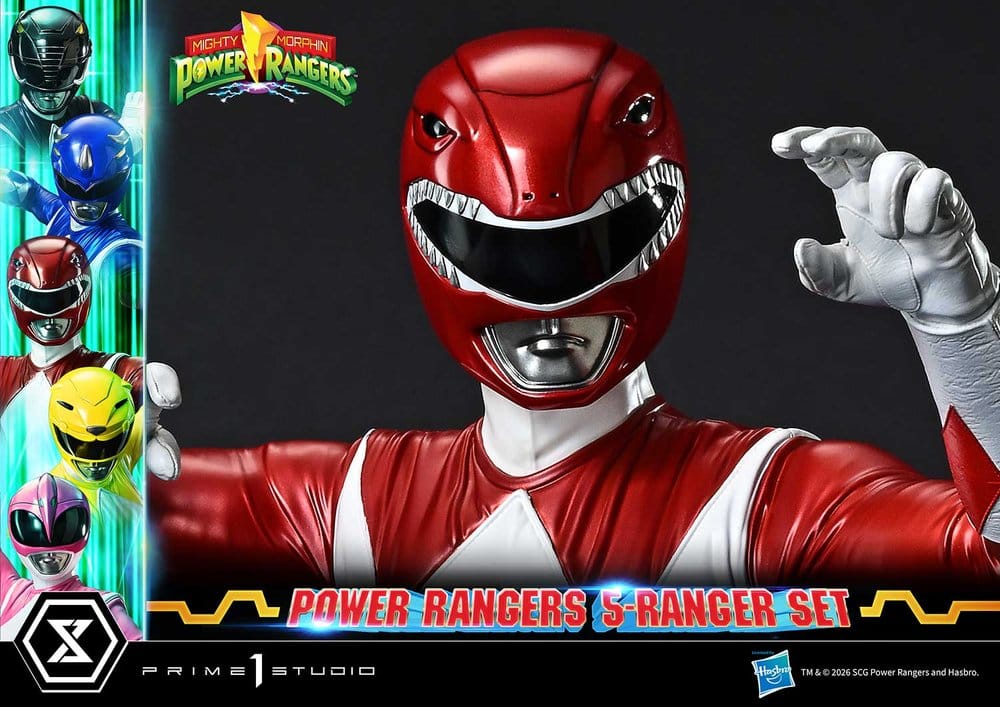 Mighty Morphin Power Rangers Premium Masterline Set of 5 Statues 1/4 Deluxe Bonus Version 62 cm
