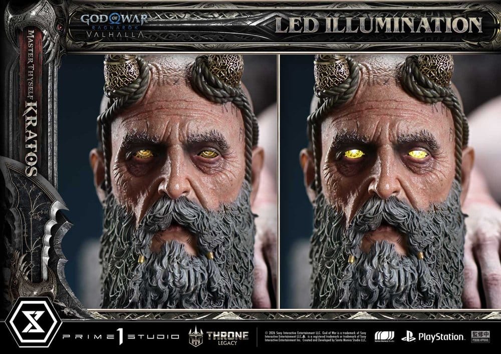 Throne Legacy God of War Series Statue 1/3 Ragnarok Master Thyself Kratos Bonus Version 67 cm