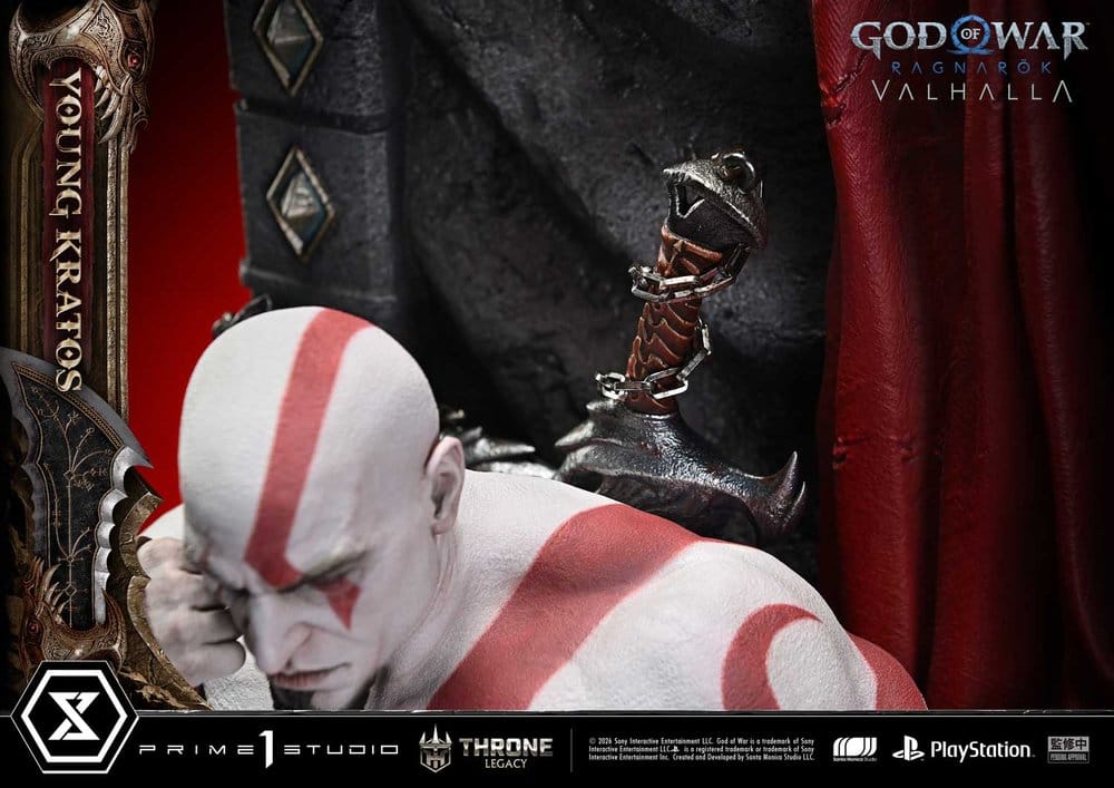 Throne Legacy God of War Series Statue 1/3 Ragnarok Young Thyself Kratos 91 cm