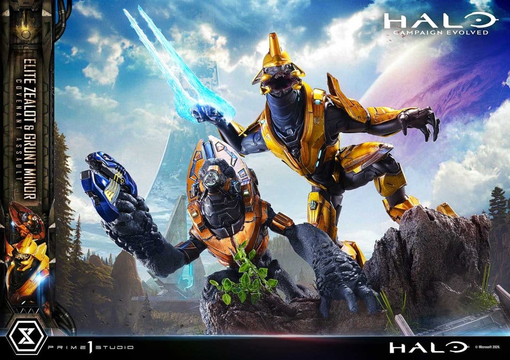 Halo: Campaign Evolved Ultimate Premium Masterline Series Statue 1/4 Elite Zealot & Grunt Minor: Covenant Assault 81 cm