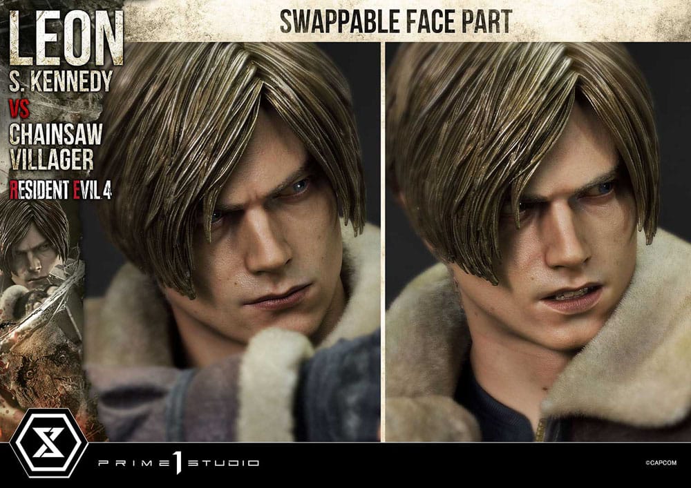 Resident Evil 4 Ultimate Premium Masterline Series Statue 1/4 Leon S. Kennedy vs. Chainsaw Villager 76 cm