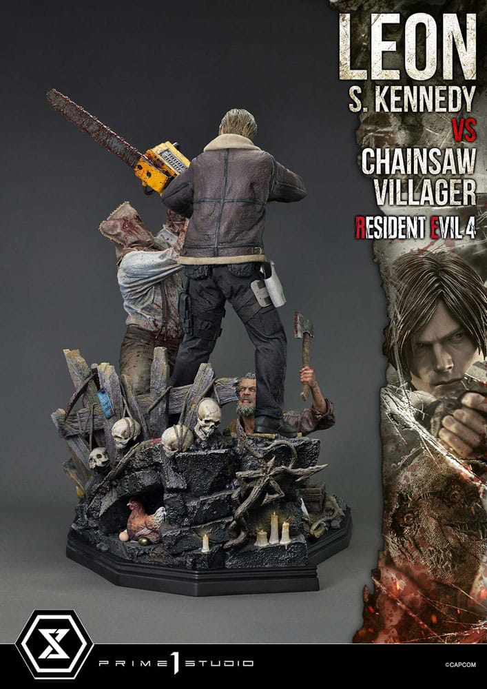 Resident Evil 4 Ultimate Premium Masterline Series Statue 1/4 Leon S. Kennedy vs. Chainsaw Villager 76 cm