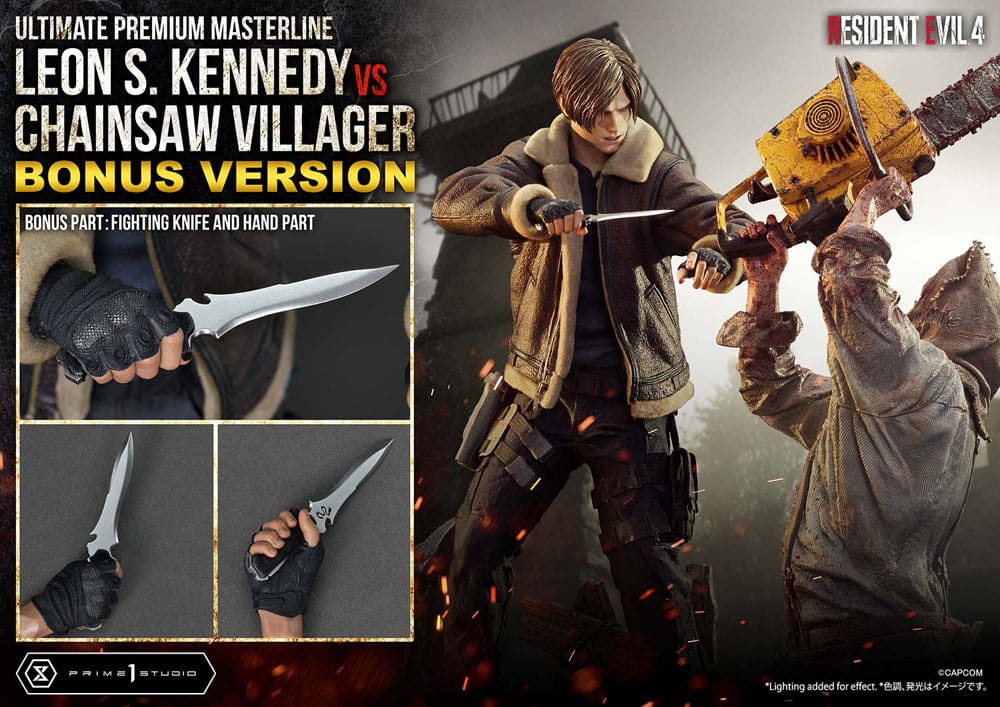 Resident Evil 4 Ultimate Premium Masterline Series Statue 1/4 Leon S. Kennedy vs. Chainsaw Villager Bonus Ver. 76 cm