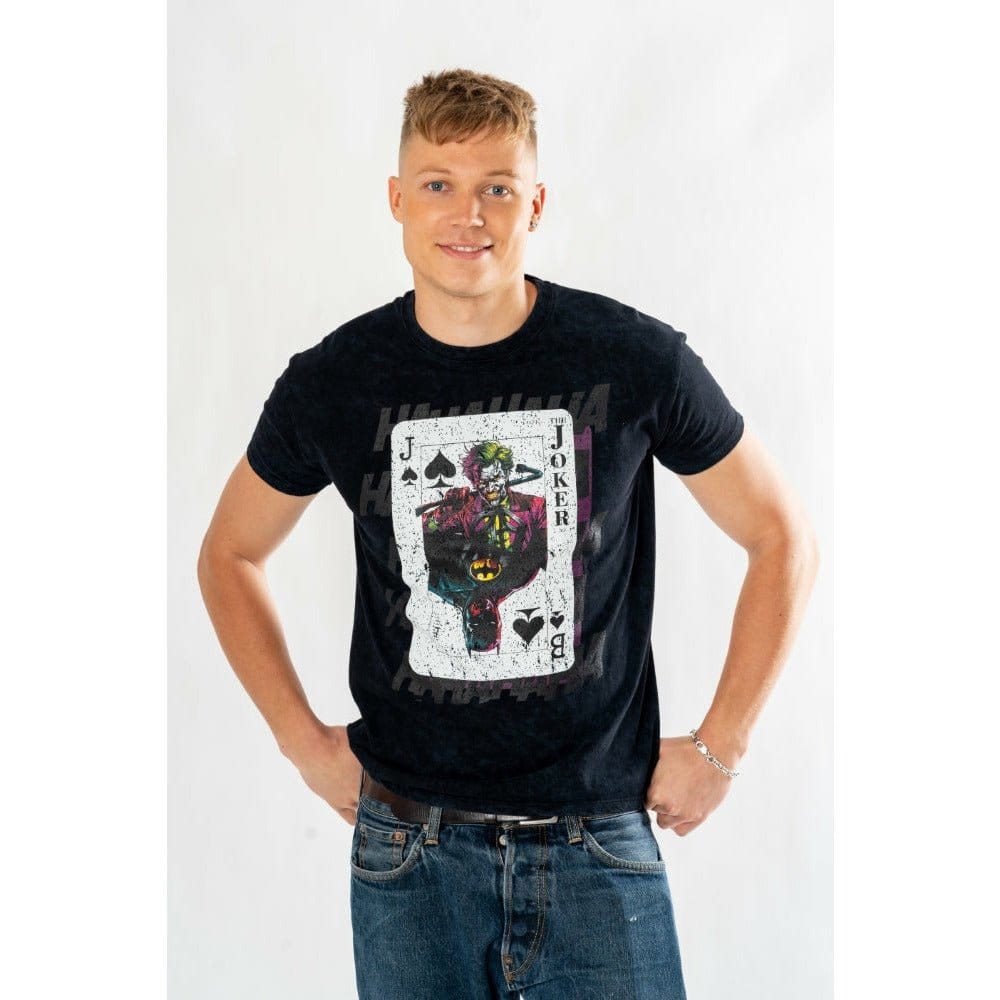 DC Comics T-Shirt The Joker Acid Wash Playing Card Size XXL