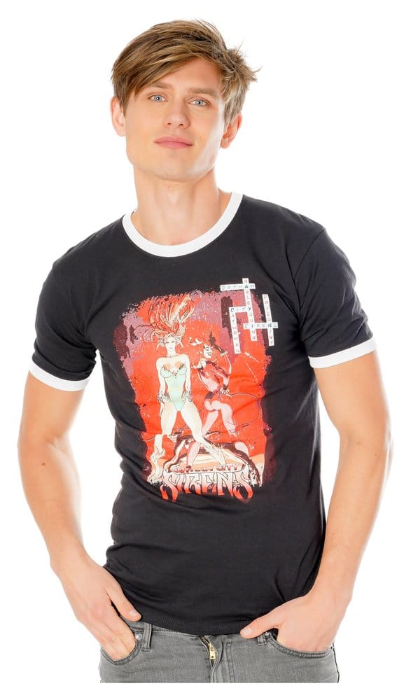 Gotham City Sirens T-Shirt Crossword Black Ringer Size S