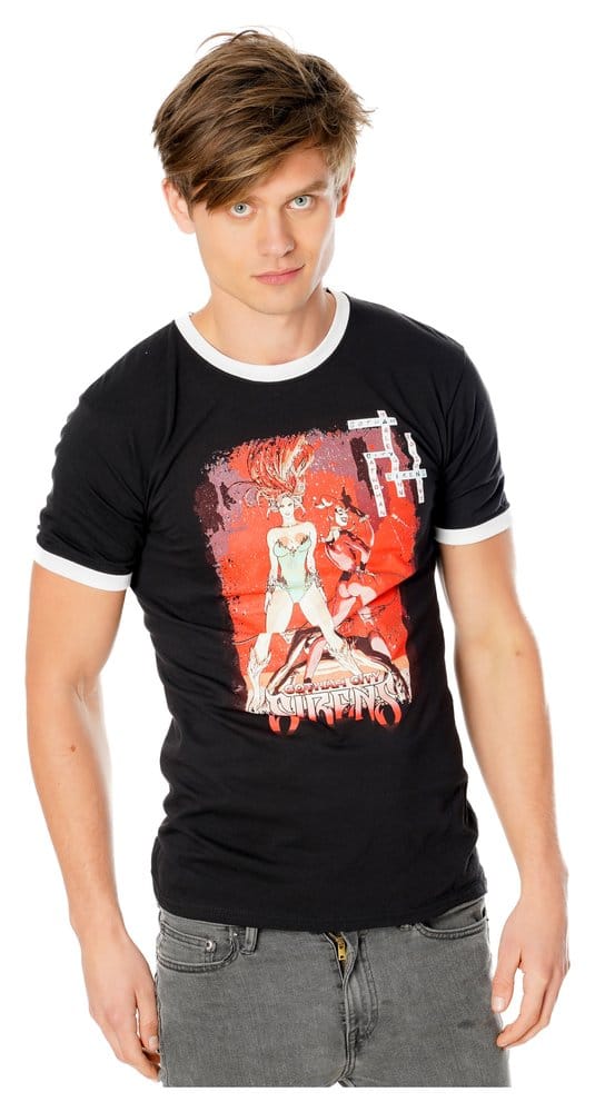 Gotham City Sirens T-Shirt Crossword Black Ringer Size S