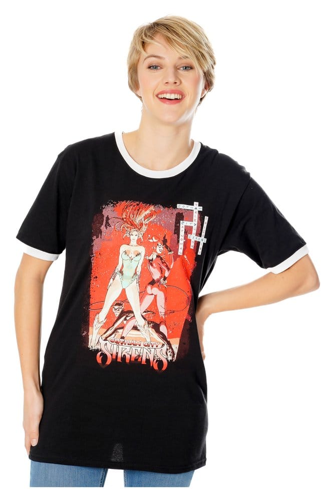 Gotham City Sirens T-Shirt Crossword Black Ringer Size XXL