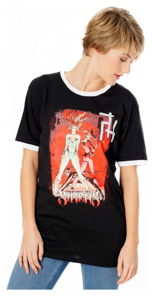 Gotham City Sirens T-Shirt Crossword Black Ringer Size S