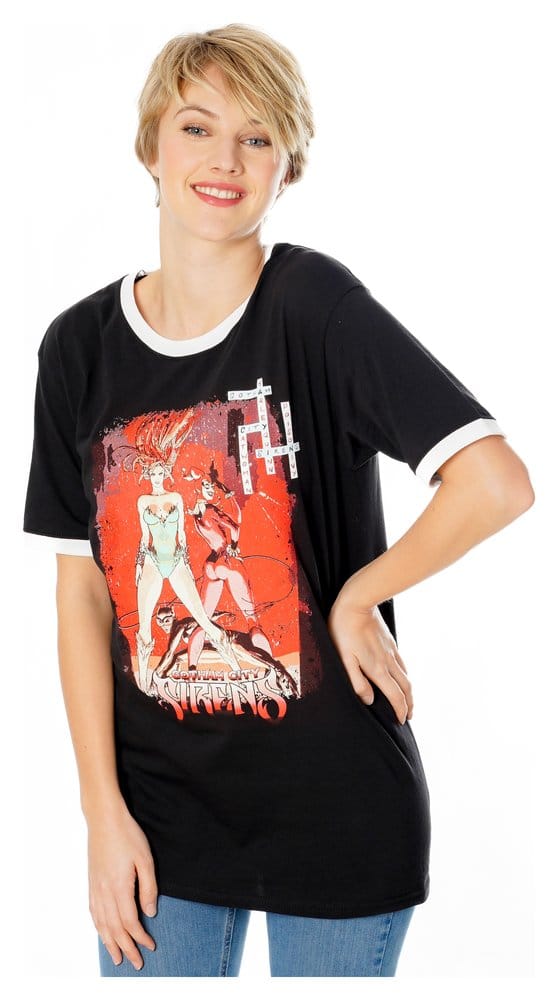 Gotham City Sirens T-Shirt Crossword Black Ringer Size XXL