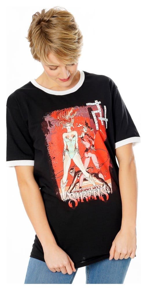 Gotham City Sirens T-Shirt Crossword Black Ringer Size XXL