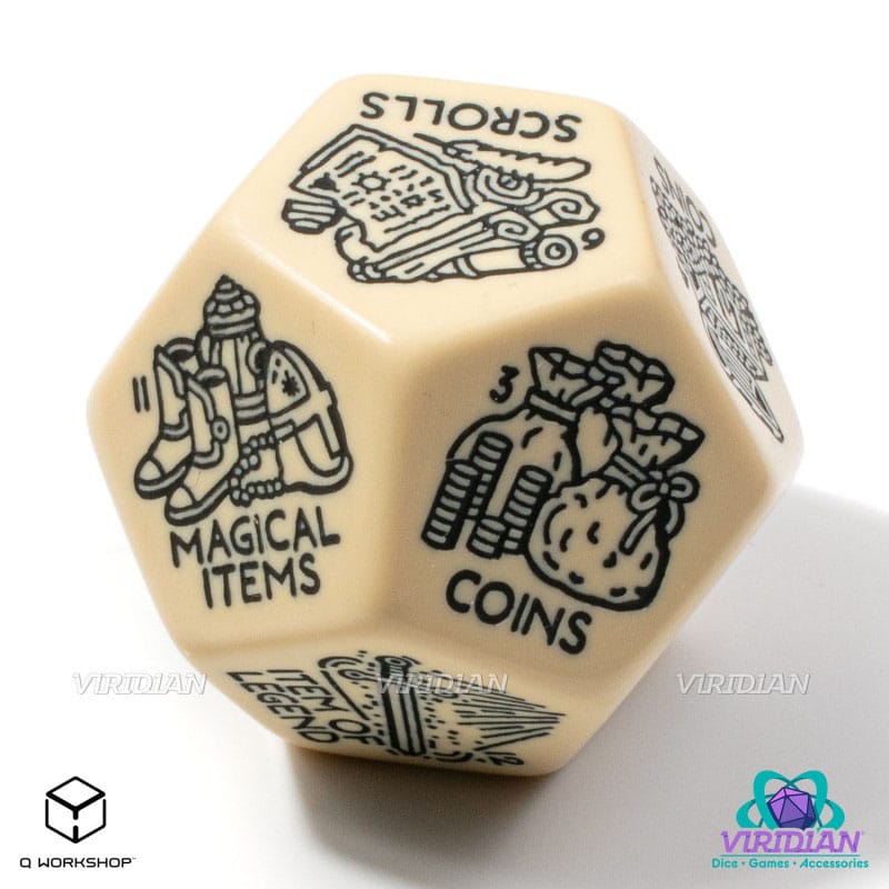 Viridian Jumbo Dice Treasure Generator Die D12 Beige