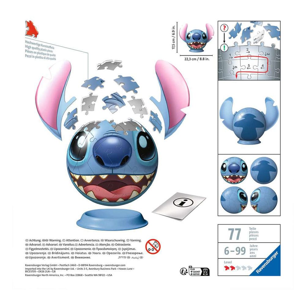 Lilo & Stitch 3D Puzzle Ball with Ears Stitch (72 pieces)