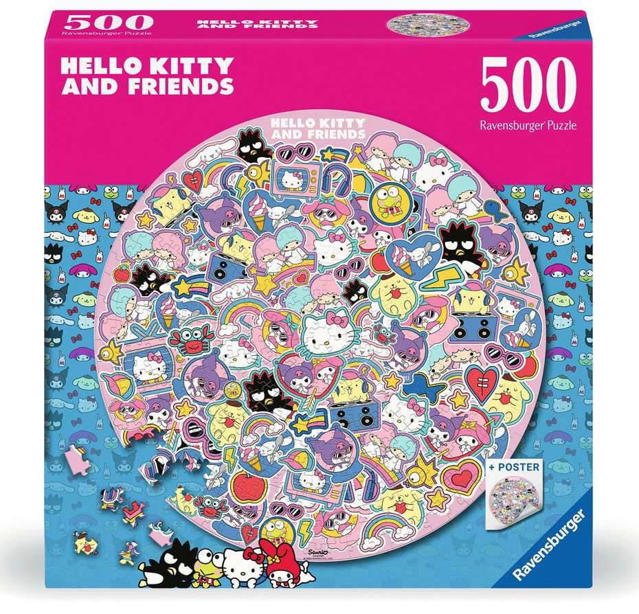 Helly Kitty and Friends Round Jigsaw Puzzle (500 pieces)