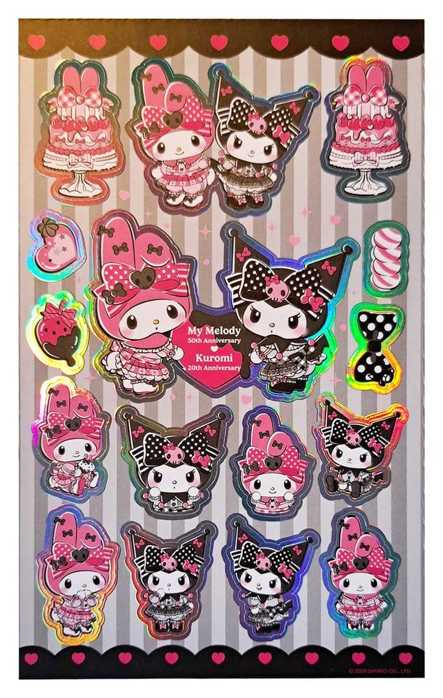Sanrio Pink Black Party Series Sticker Pack Kuromi & My Melody