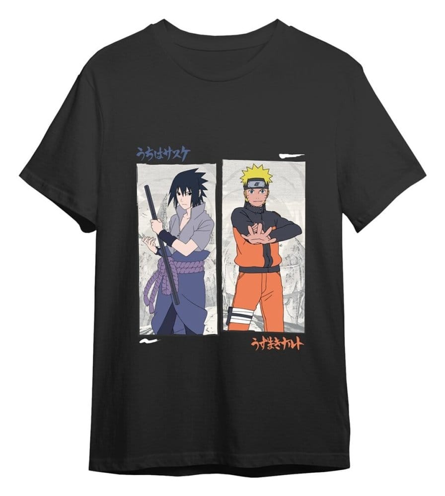 Naruto Shippuden T-Shirt Naruto vs Sasuke Black Size XXL