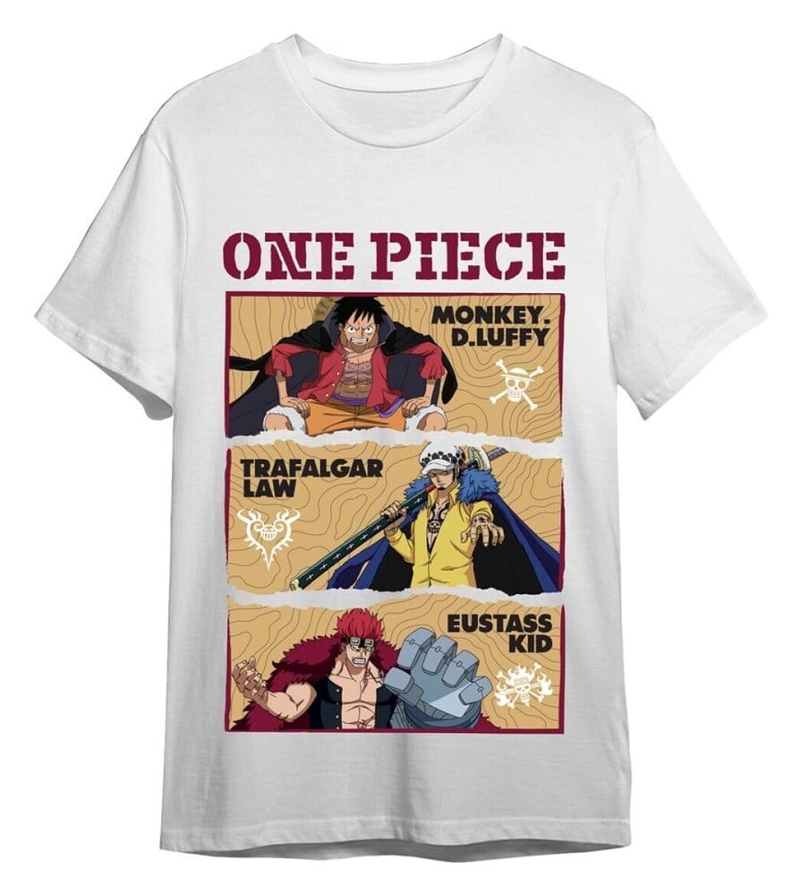 One Piece T-Shirt Monkey D. Ruffy & Trafalgar D. Water Law & Eustass White Size M