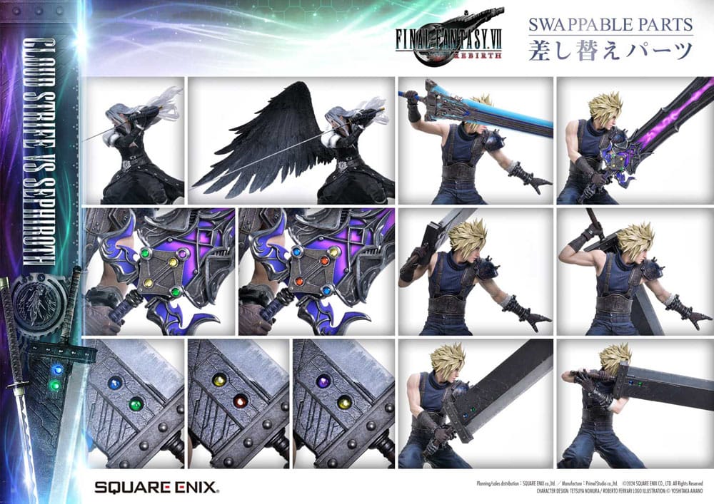 Final Fantasy VII Rebirth Statues 2-Pack 1/4 Cloud Strife vs Sephiroth 69 cm