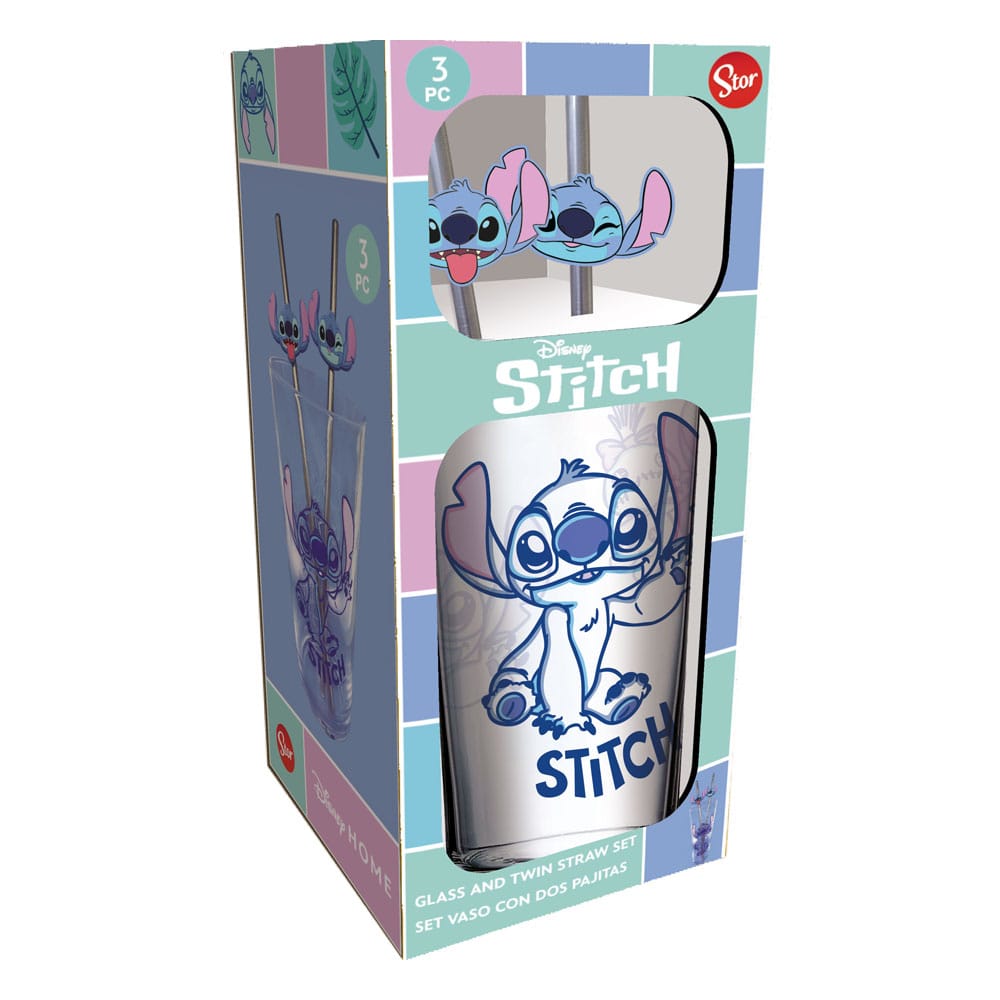 Lilo & Stitch Glass Tumbler with Straws Stitch 485 ml