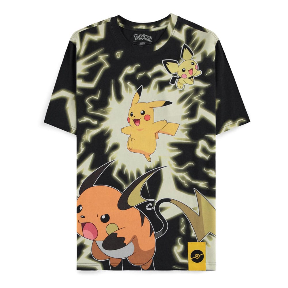 Pokémon T-Shirt Mirage AOP Pikachu Lightning Size M