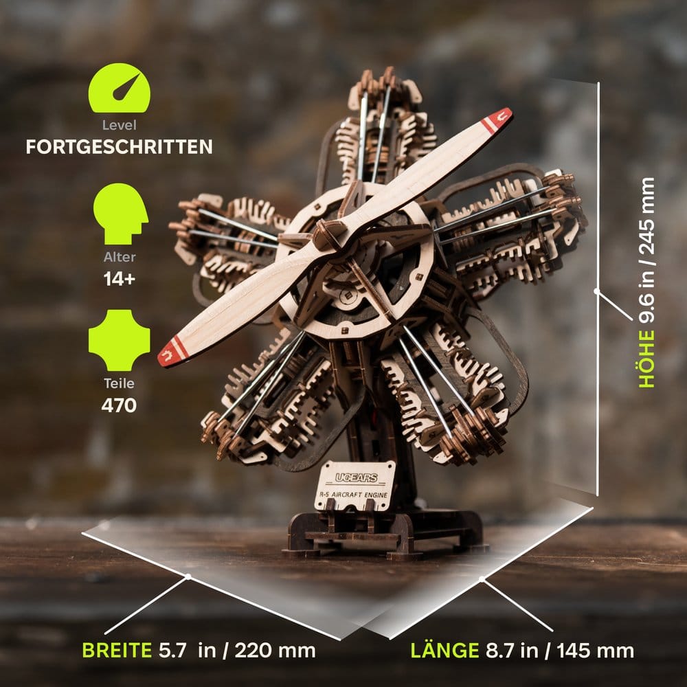 Ugears 3D Wooden Model Kit R-5 Aircraft Engine 25 cm