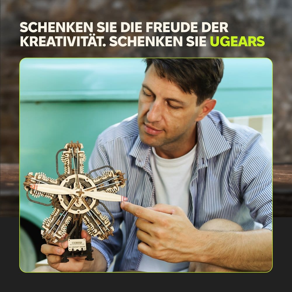 Ugears 3D Wooden Model Kit R-5 Aircraft Engine 25 cm