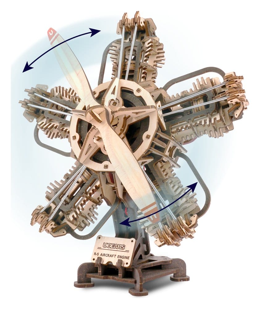 Ugears 3D Wooden Model Kit R-5 Aircraft Engine 25 cm