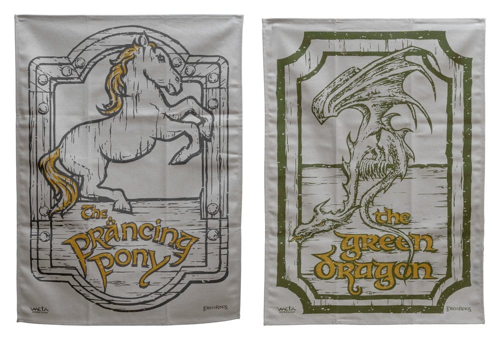Lord of the Rings Tea Towel 2-Pack Green Dragon & Prancing Pony 69 cm