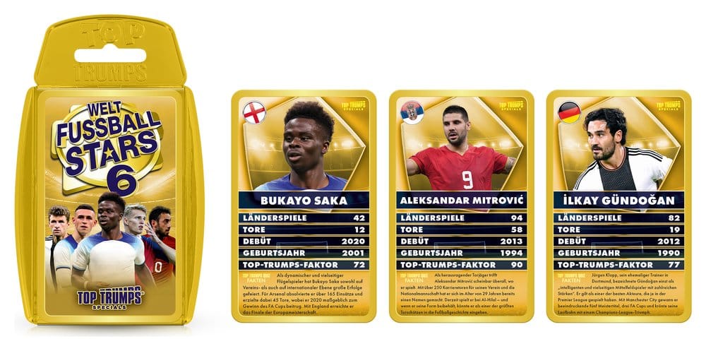 World Football Stars 6 Card Game Top Trumps *German Version*
