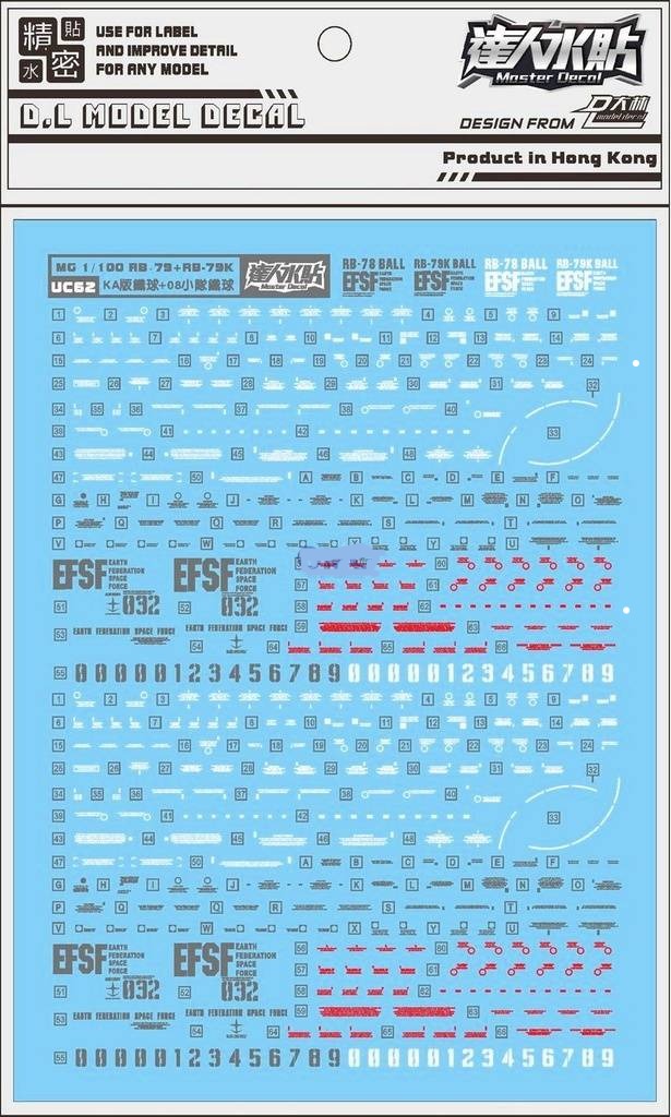 D.L Model Decal - UC62 - MG RB-79 Mobile Ball Ver. Ka - Middle Range Support Type 1/100