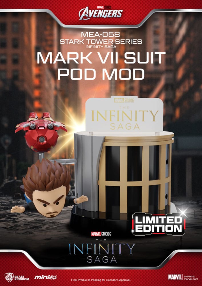 Marvel Mini Egg Attack Figures The Infinity Saga Stark Tower series Tony Stark & Mark VII suit pod mod 12 cm