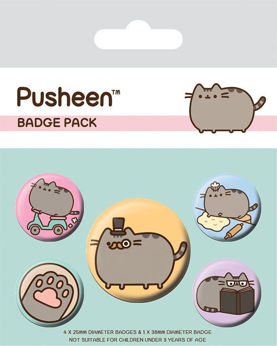 Pusheen Pin-Back Buttons 5-Pack Fancy