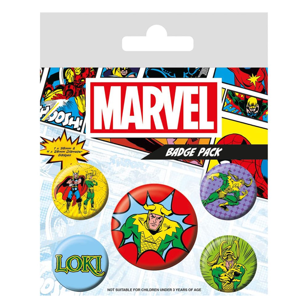 Marvel Pin-Back Buttons 5-Pack Loki Comic