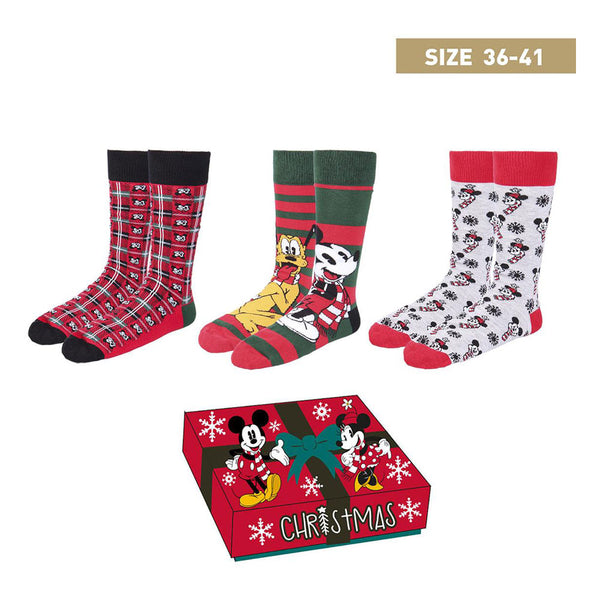 Disney Socks 3-Pack Mickey Christmas Collection 36-41