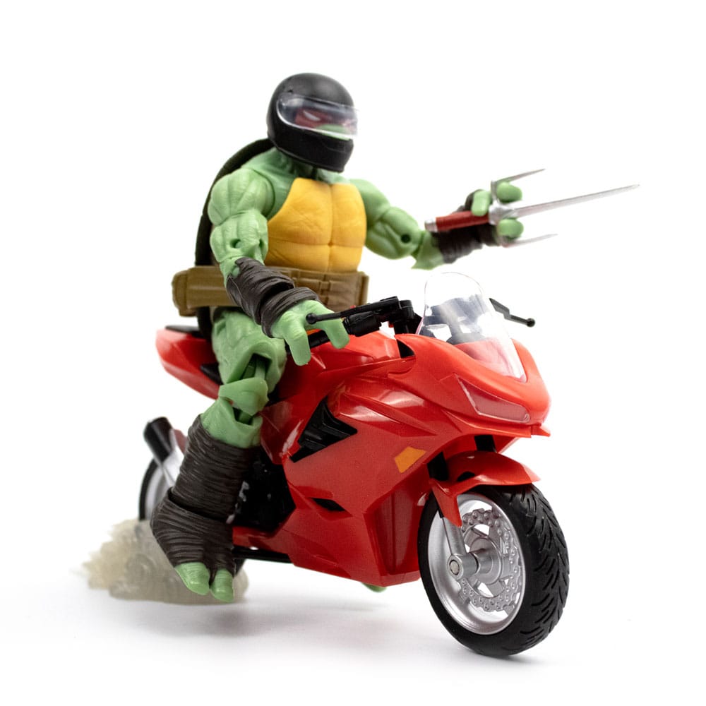 Teenage Mutant Ninja Turtles BST AXN Action Figure with Vehicle Raphael with Motorcycle (IDW Comics) 13 cm